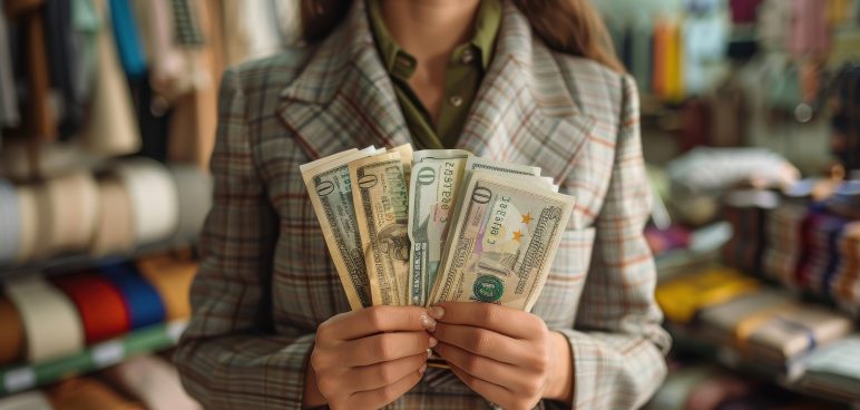 portrait-woman-surrounded-by-money